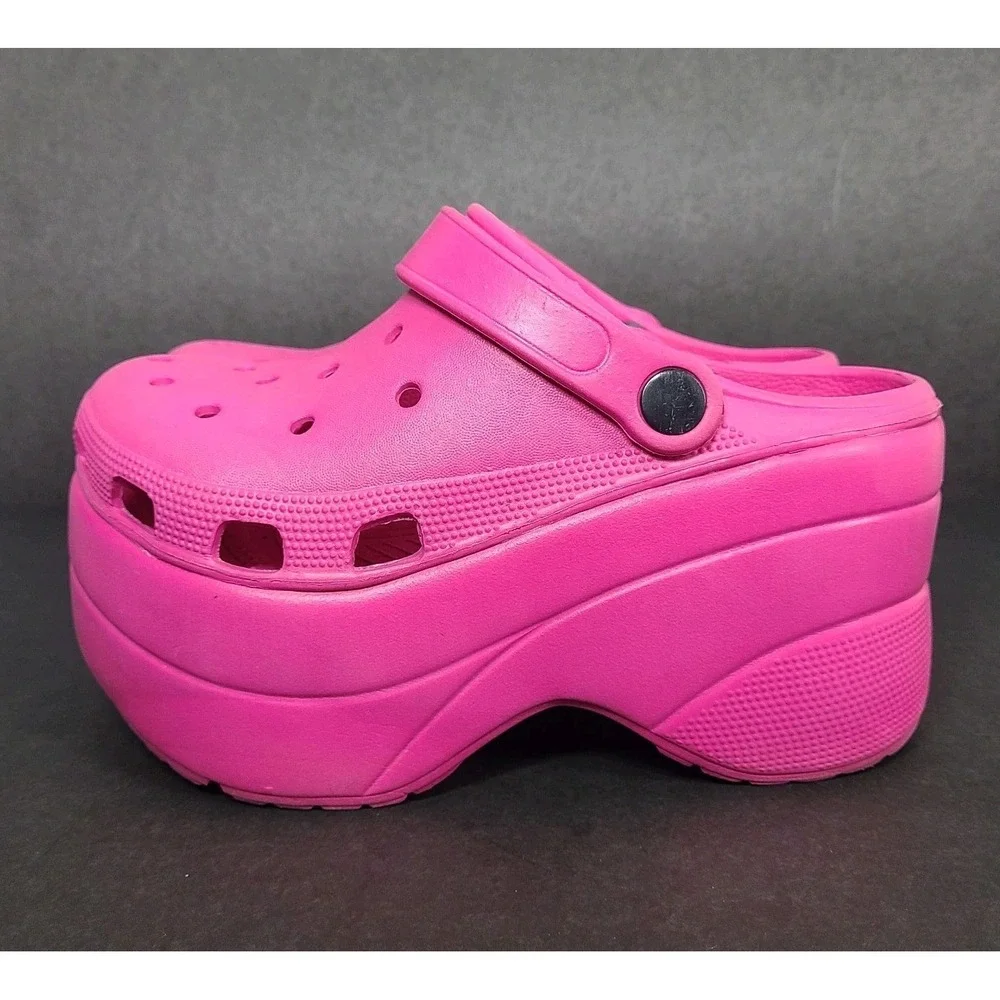 Platform Clogs Womens Size 6 Pink EVA Chunky Foam Slides Y2K Barbiecore